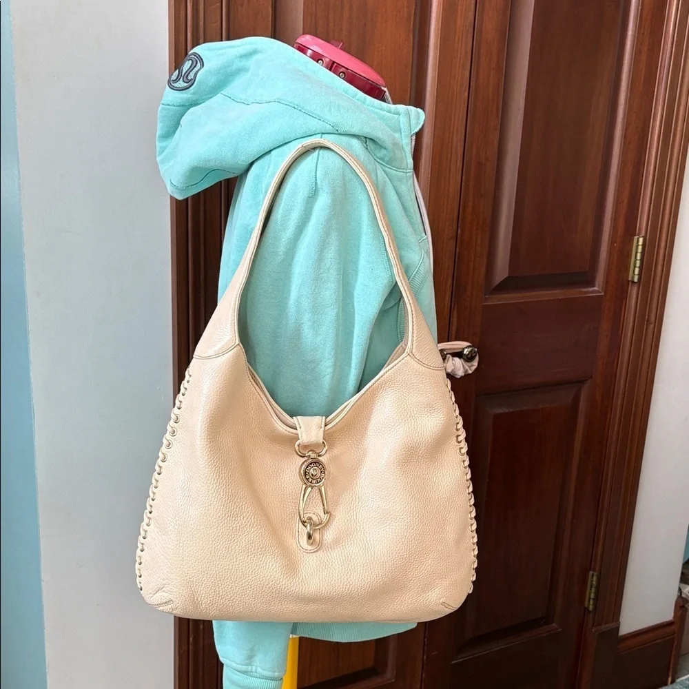 Dooney & Bourke Vintage Shoulder Bag  pebbled leather  Cream/gold tone  lace up